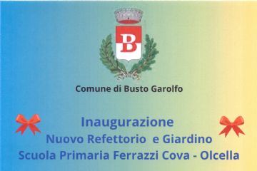 Fiocco con testo e stemma del Comune