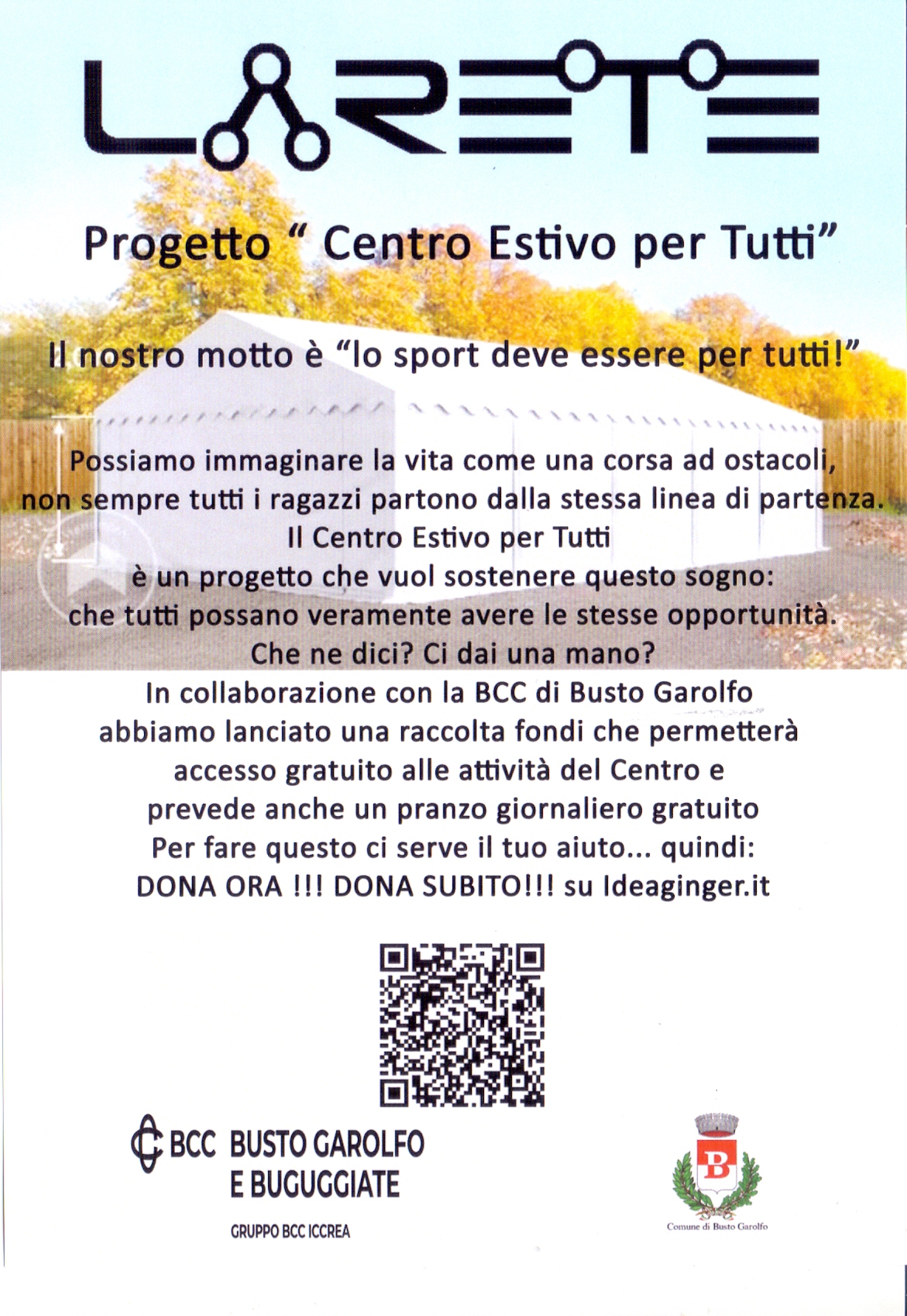 Campo con tenda e descrizione attività