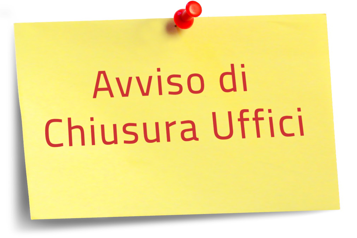 scritta rossa su post it a fondo giallo: avviso chiusura uffici